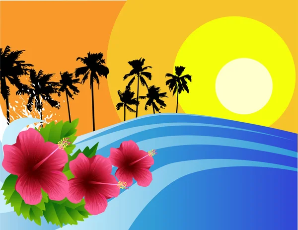 Fond de plage tropical — Image vectorielle