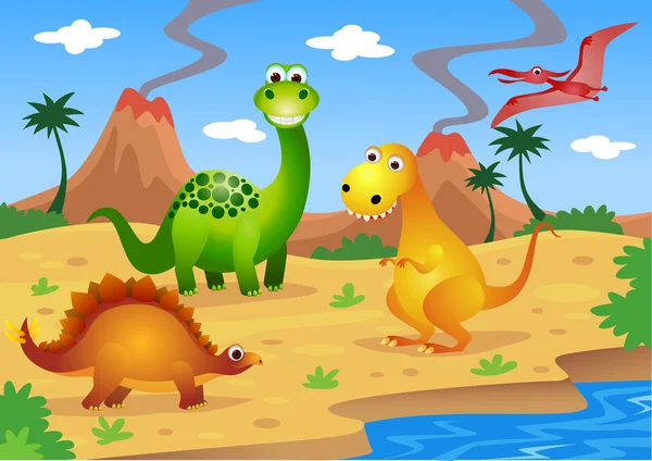 Dinosauři kreslený — Stockový vektor