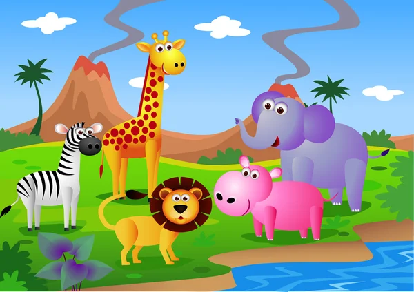 Animal safari de dibujos animados — Vector de stock