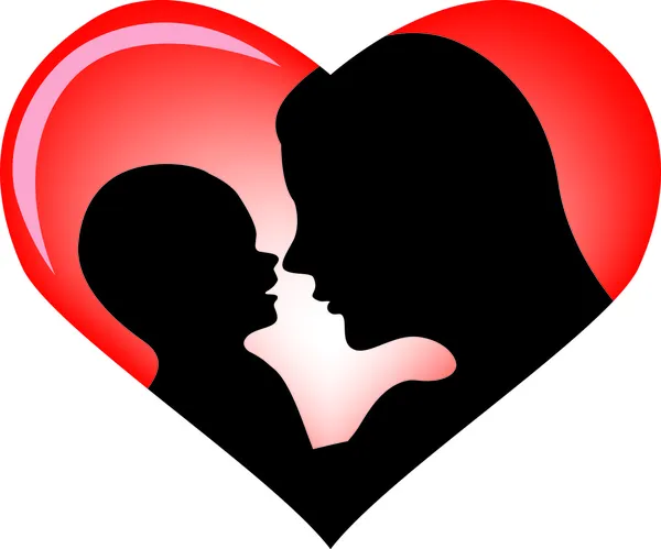 Moeder en baby silhouet — Stockvector