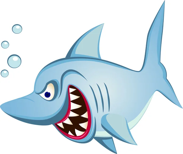 Cartone animato squalo arrabbiato — Vettoriale Stock