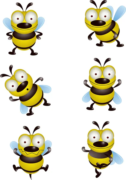 Colección de dibujos animados de abeja — Vector de stock
