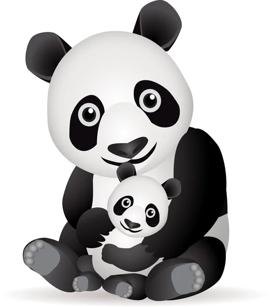 可爱的熊猫和宝宝 — 图库矢量图片