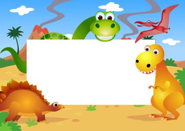 Dinosaur and white blank space clipart