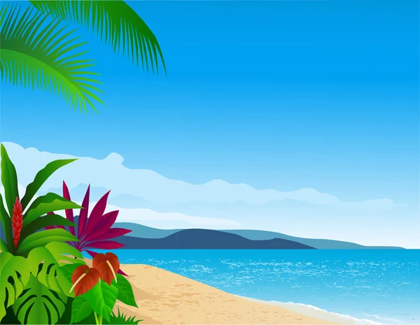 Красивый тропический пляж — стоковый вектор