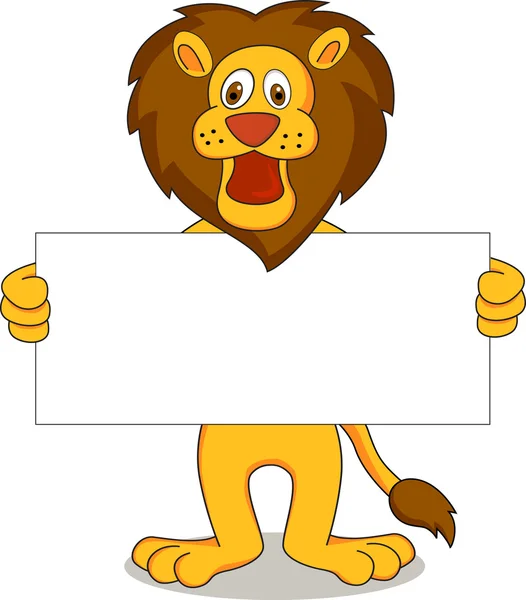 Lion cartoon and white banner — Stock Vector