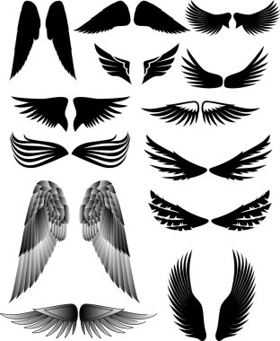 Wings silhouette collection clipart