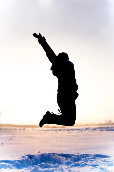 Una Imagen Chica Saltando Nieve —  Fotos de Stock