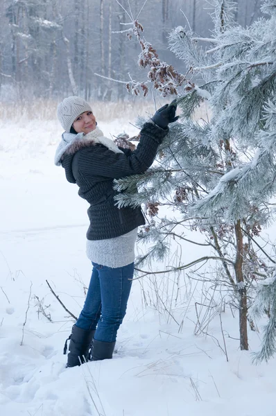 Una Imagen Chica Disfrutando Paseo Invierno —  Fotos de Stock