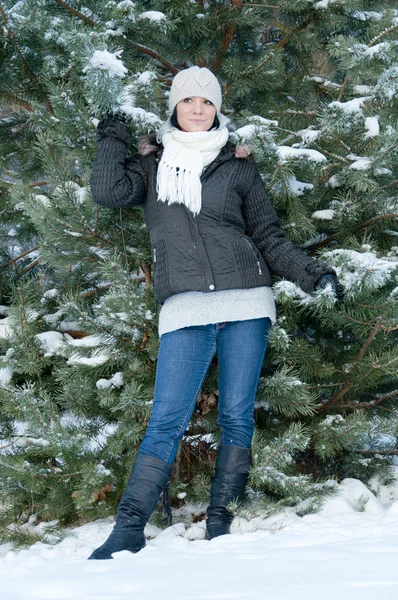 stock image An image of girl enjoying winter walk