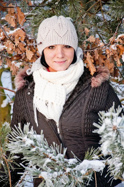 Girl enjoying winter walk Royalty Free Stock Photos