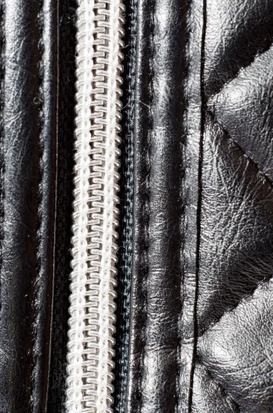 검은 가죽 지퍼 — 스톡 사진