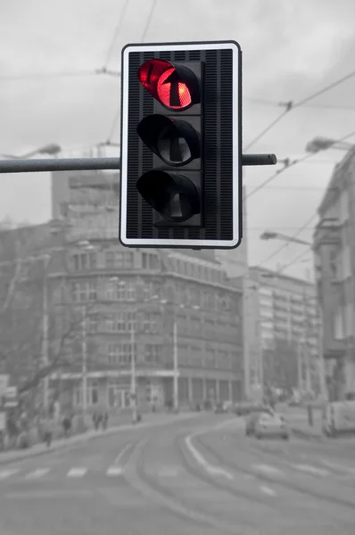 Colore rosso al semaforo — Foto Stock