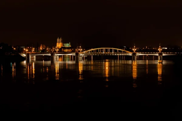 Pont Nuit Pologne Poznan — Photo