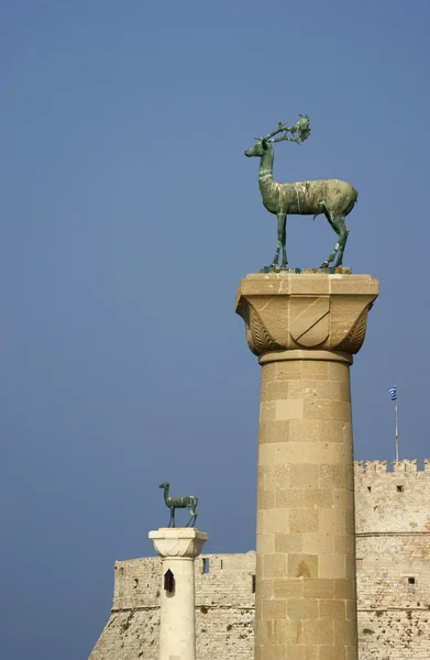 Monumentet Port Grekland Rhodos Rhodos Stad — Stockfoto