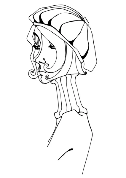 Иллюстрированная милая девушка в шляпе — стоковое фото