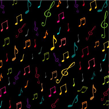 Colorful music background with notes clipart