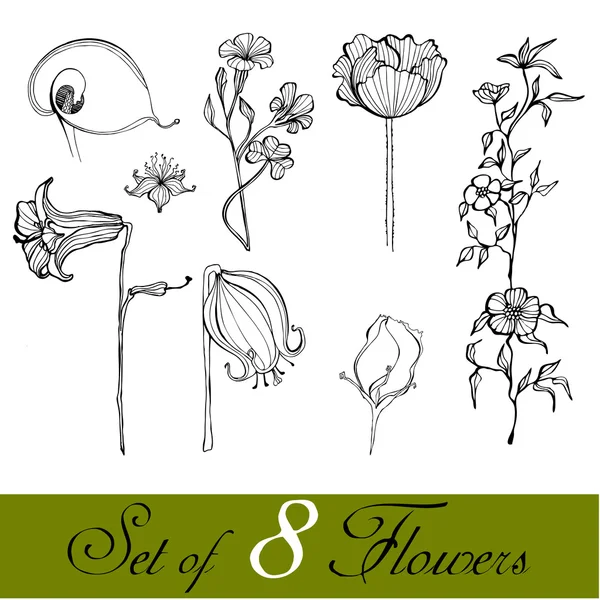 Set di fiori simpatici illustrati — Foto Stock