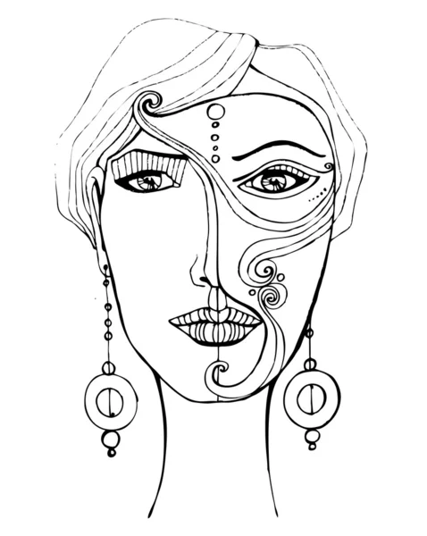 Illustrated girl with mask for your carnival design — Stock Photo, Image