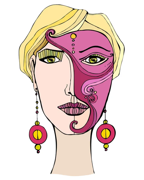 Ragazza illustrata con maschera per il tuo design di carnevale — Foto Stock
