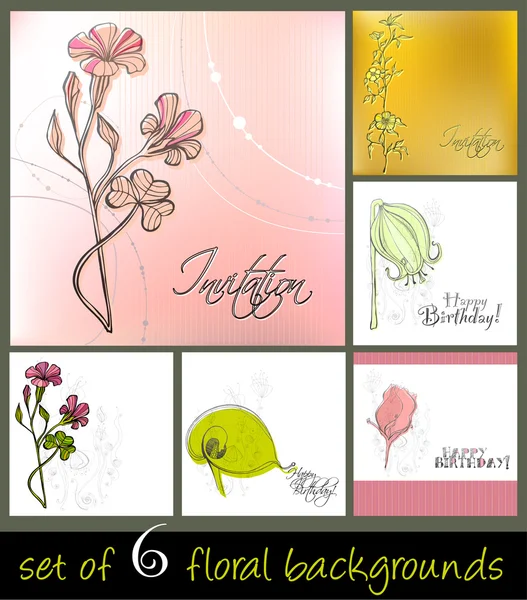 Set di carino primavera sfondi floreali — Foto Stock