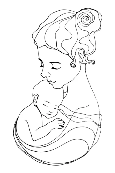 插图的母亲和儿童 — 图库照片