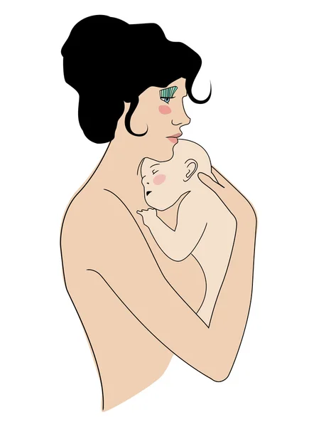 Ilustrowany matki i dziecka — Zdjęcie stockowe