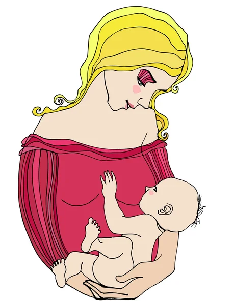 Иллюстрированные мать и ребенок — стоковое фото