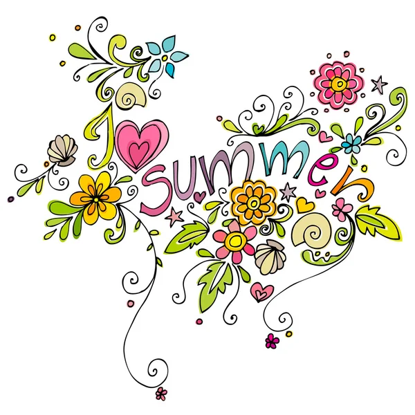 Cute doodle summer background illustration — Stock Photo, Image