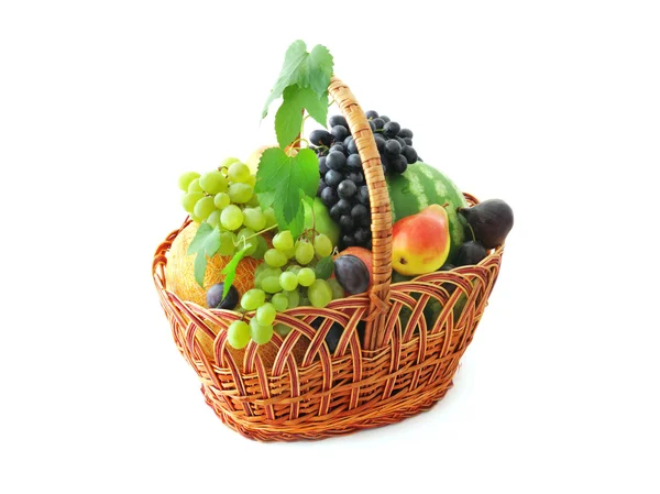 Big basket with different fruits — Stock Photo, Image
