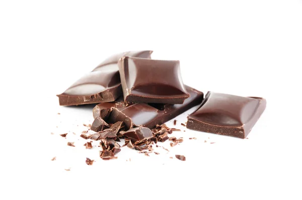Barras Chocolate Trituradas Con Grano Aislado Sobre Fondo Blanco —  Fotos de Stock