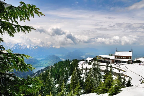 stock image Last snow at the end of winter in the Alp Mountains resort