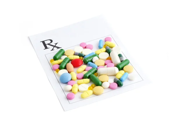 Prescrição e comprimidos — Fotografia de Stock