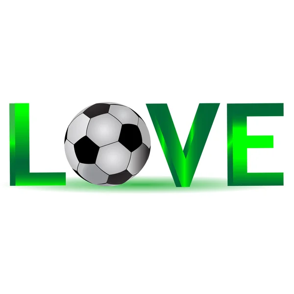 Palabra Amor con un futbol.Vector — Vector de stock