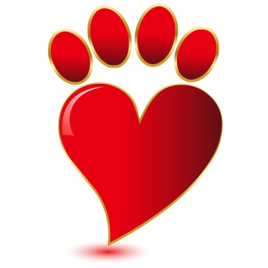 Paw print love.Vector clipart