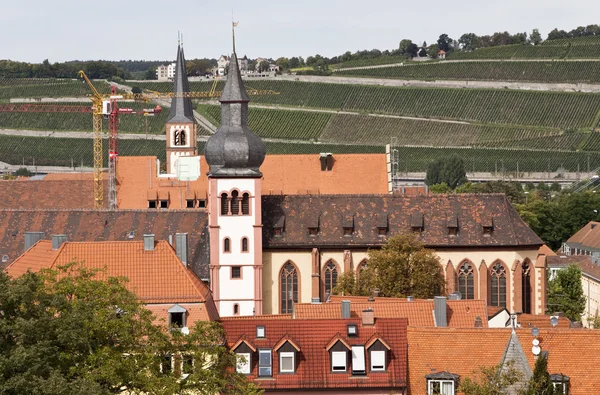 Blick Auf Die Deutschhauskirche Und Don Bosco Kirche Main Würzburg — Stockfoto