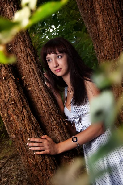 Girl in trees — Stock Photo, Image