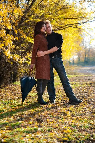 Casal feliz no outono — Fotografia de Stock