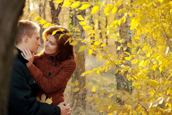 Portrettfoto Lykkelig Par Høsten – stockfoto
