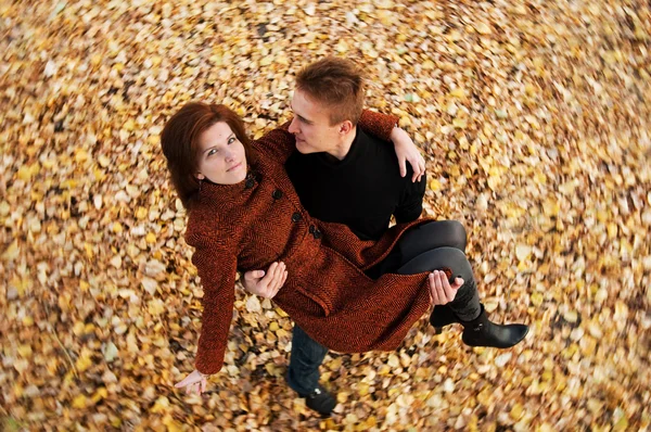 Portret Photo Happy Couple Autumn — Stock Photo, Image