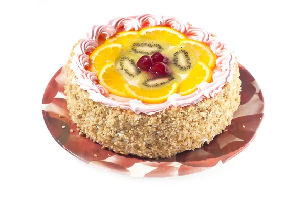 Fruit cake isolated — Stock Photo, Image