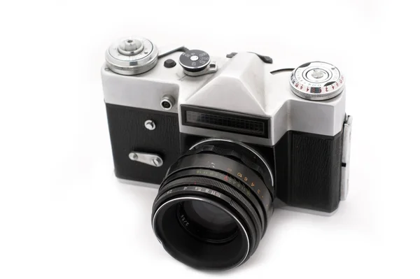 Vintage slr fotocamera geïsoleerd op witte achtergrond Rechtenvrije Stockfoto's