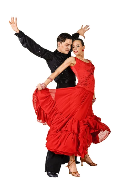 Latino dancers in action. Isolated on white — Stock Photo, Image