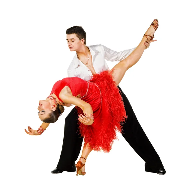 Latin táncosok akcióban. elszigetelt fehér — Stock Fotó
