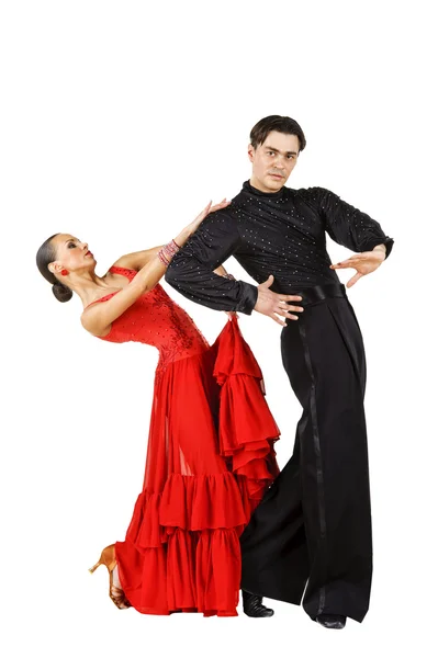 Latino tancerzy w akcji. na białym tle — Zdjęcie stockowe