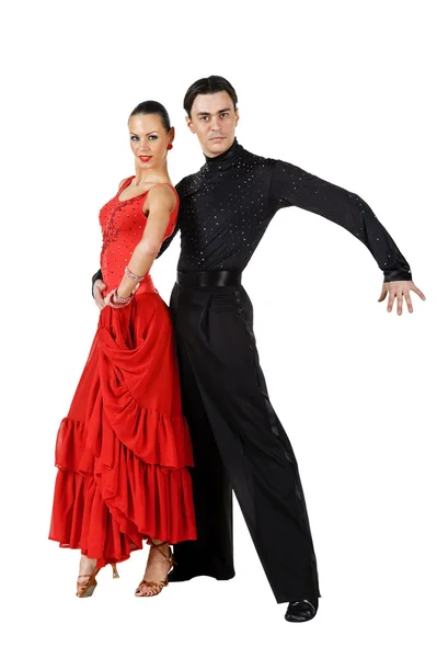 Latino tancerzy w akcji. na białym tle — Zdjęcie stockowe