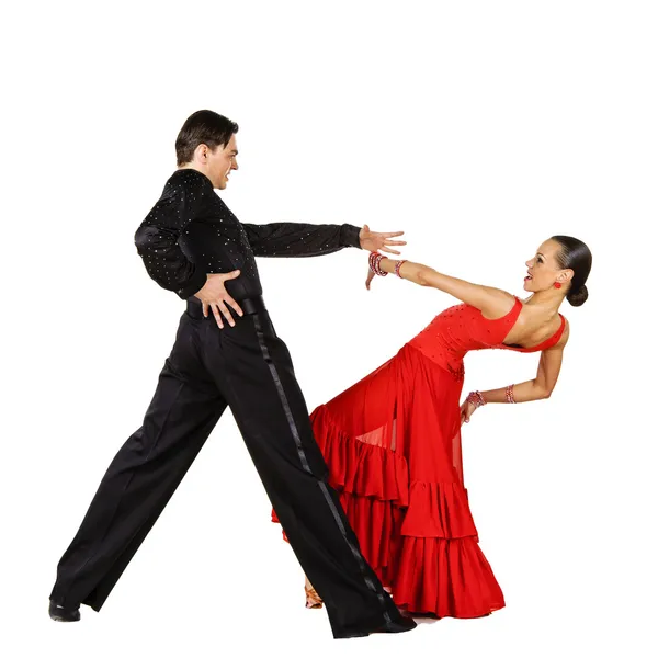 Dançarinos latinos em acção. Isolado em branco — Fotografia de Stock