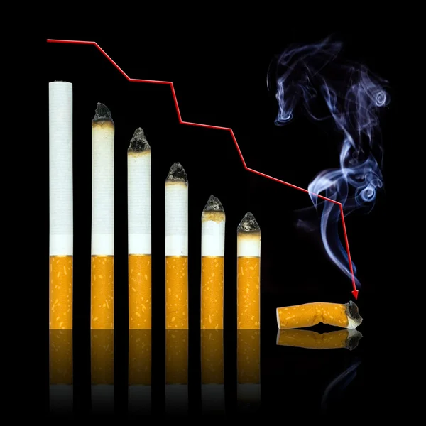 With each cigarette graph of your life steeper to end — Stock Photo, Image