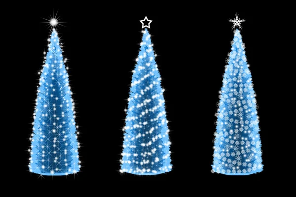 Three abstract christmas tree different ornate — Stock Photo, Image