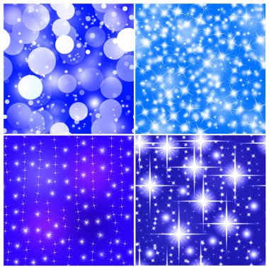 Four tiles seamless abstract christmas background with stars and snowflakes. Make your infinite wallpaper. clipart